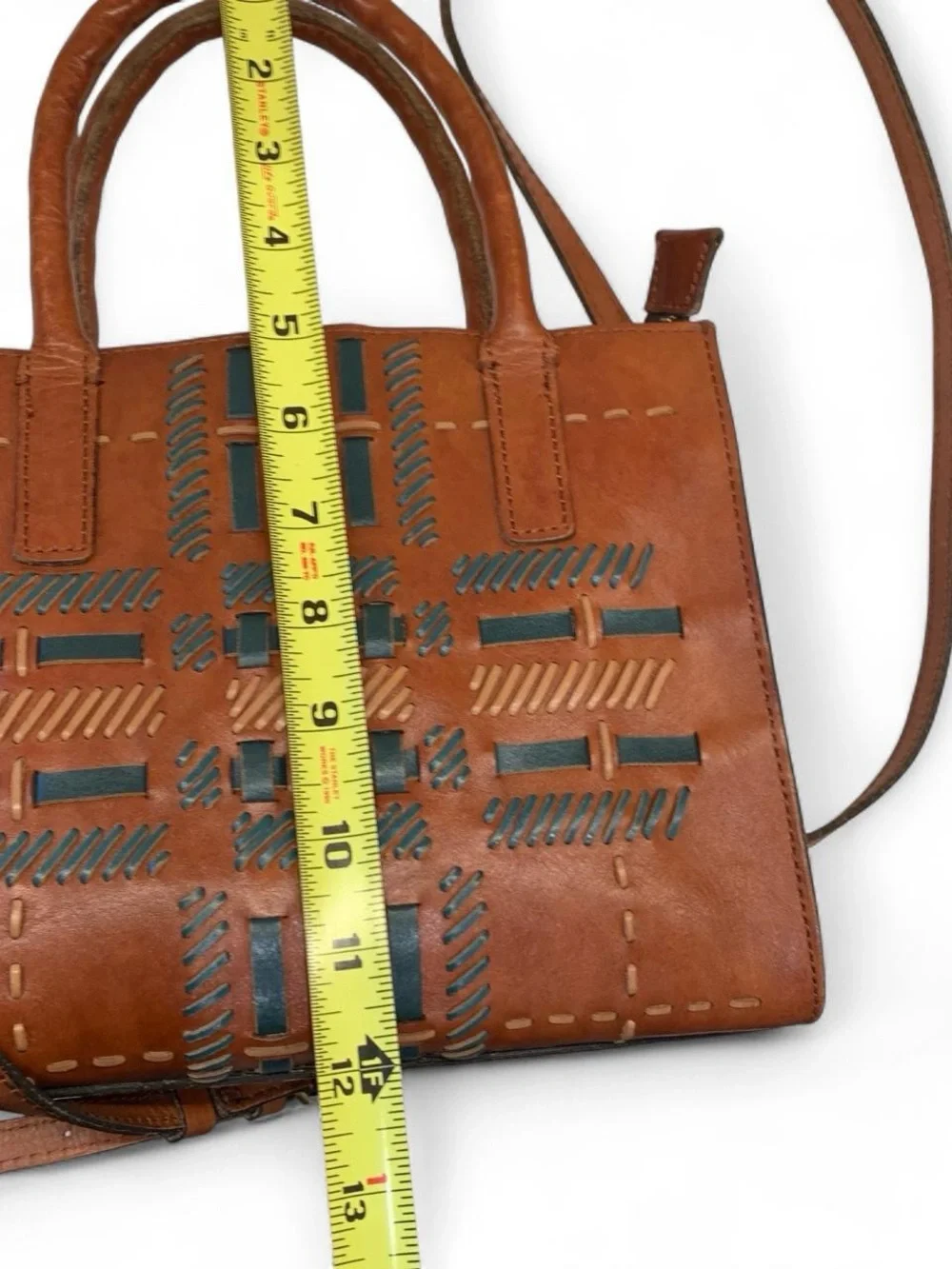 Patricia Nash Adeline Cutout Tooled Leather Tote Bag Cognac Brown Crossbody